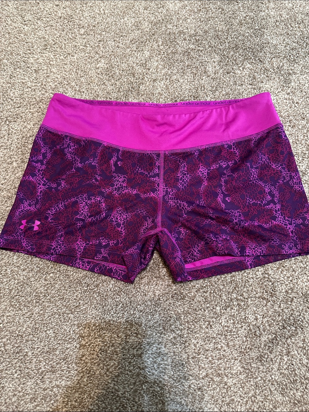 Under Armour Women’s Magenta and Purple Printed Training Shorts